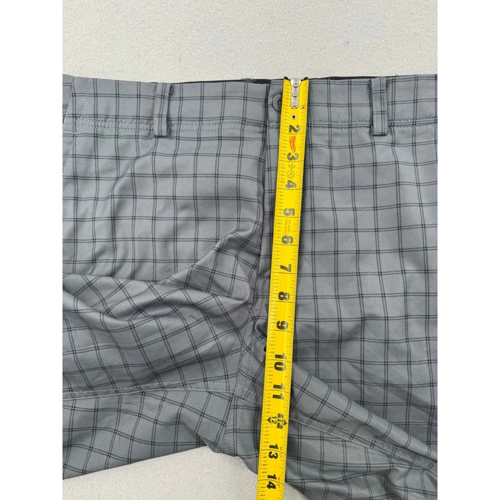 Nike Golf Dri-Fit Shorts Men 34 Gray Checkered Flat Front Performance Athleisure